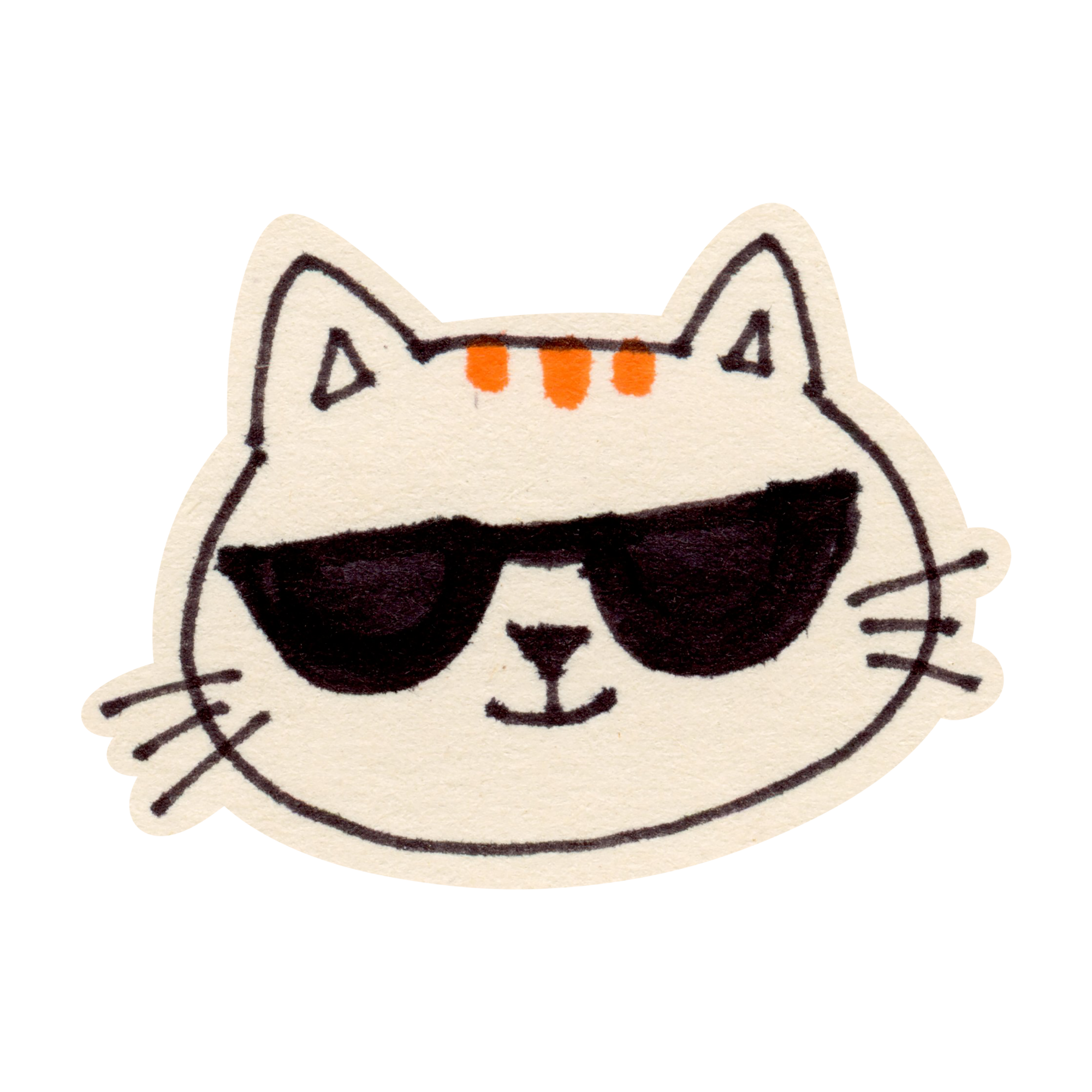 Cartoon cat wearing sunglasses sketched by pen